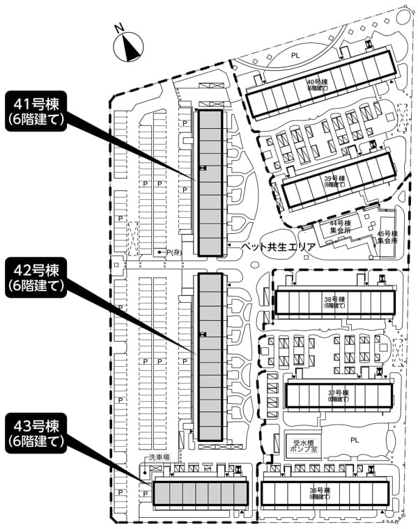 浜甲子園なぎさ街・新築　建物配置図